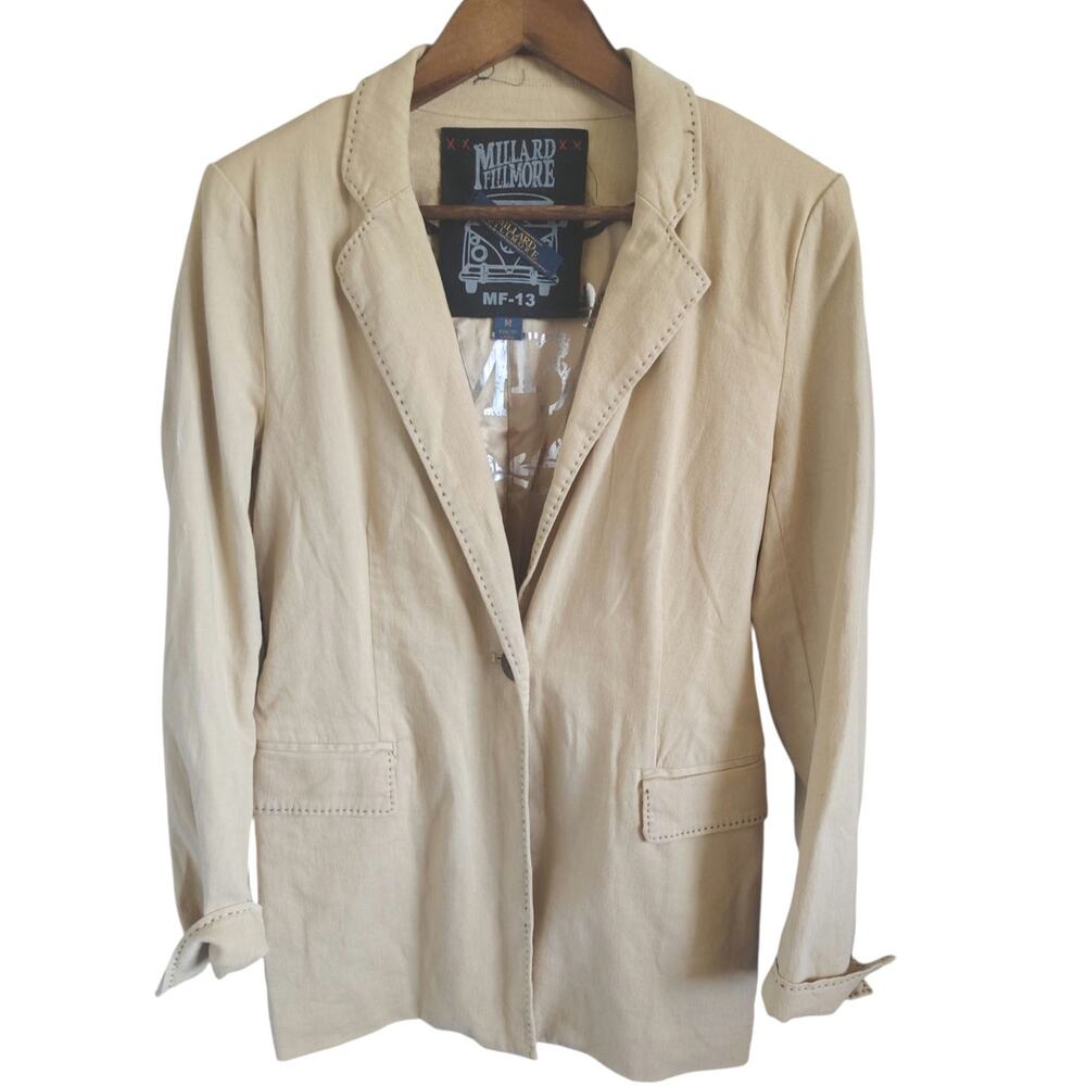 Millard Fillmore MF-13 Linen Blazer Women’s M Mustard Boho Western Jacket - Picture 2 of 6